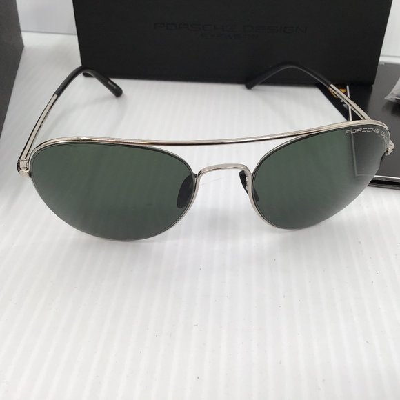 Porsche Design P 8606 -D Silver Aviator Frame Sunglasses new with case